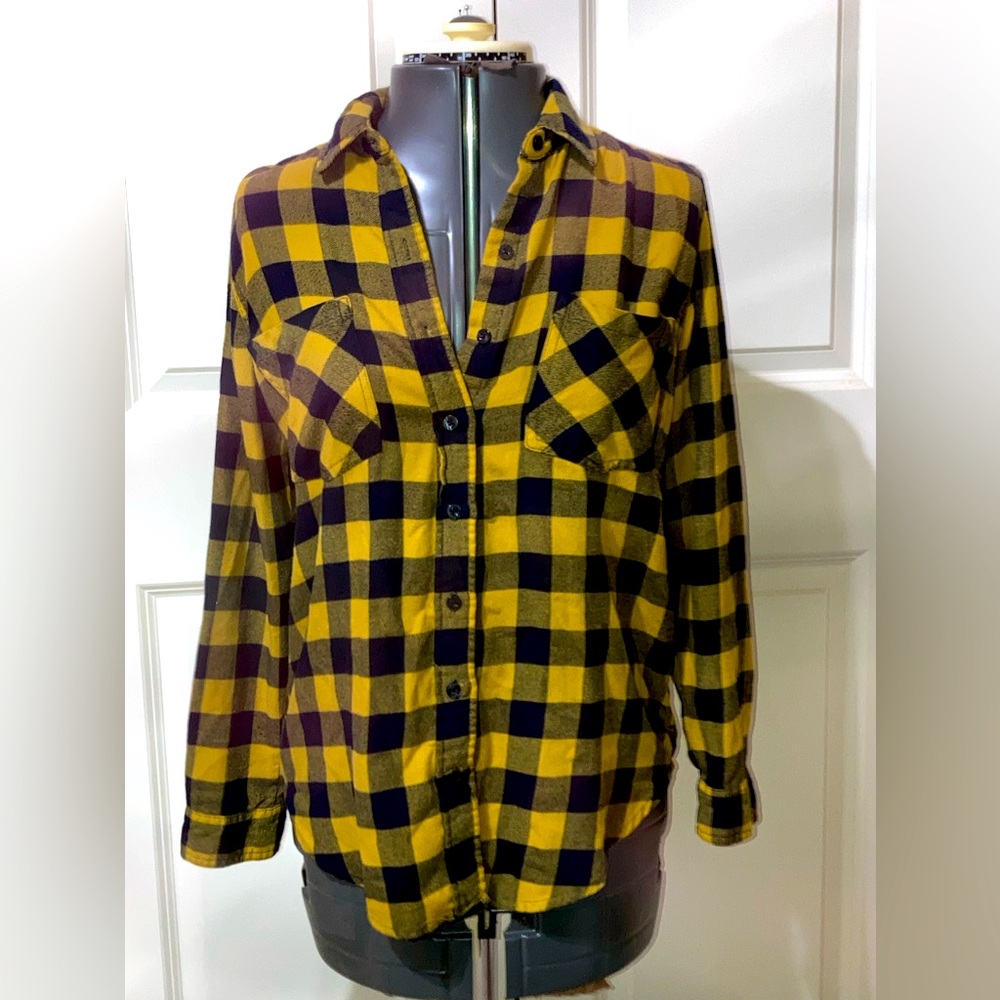 Black and Yellow Checkered Button Down